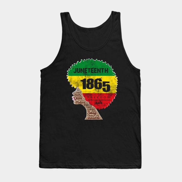 Juneteenth African American Flag Melanin Afro Artwork Women Tank Top by Studio Hues